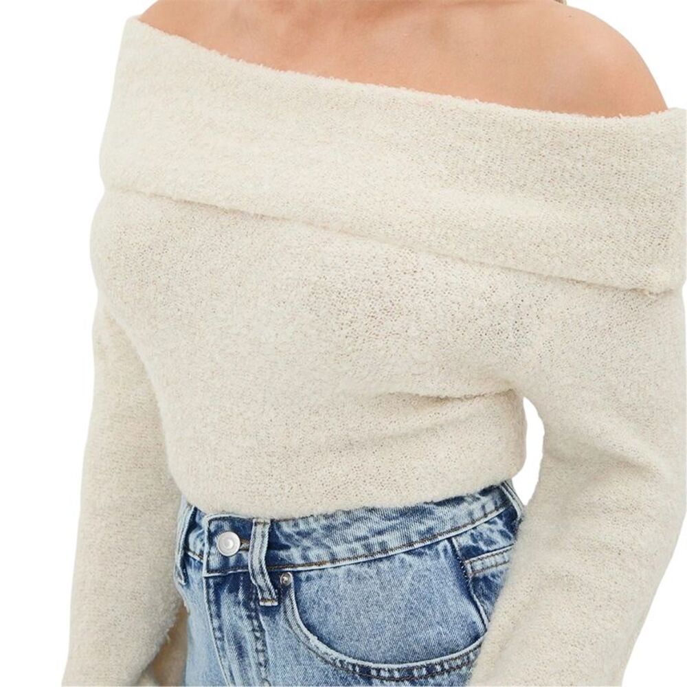 I Saw It First Womens/Ladies Bouclé Bandeau Sweater / Cream